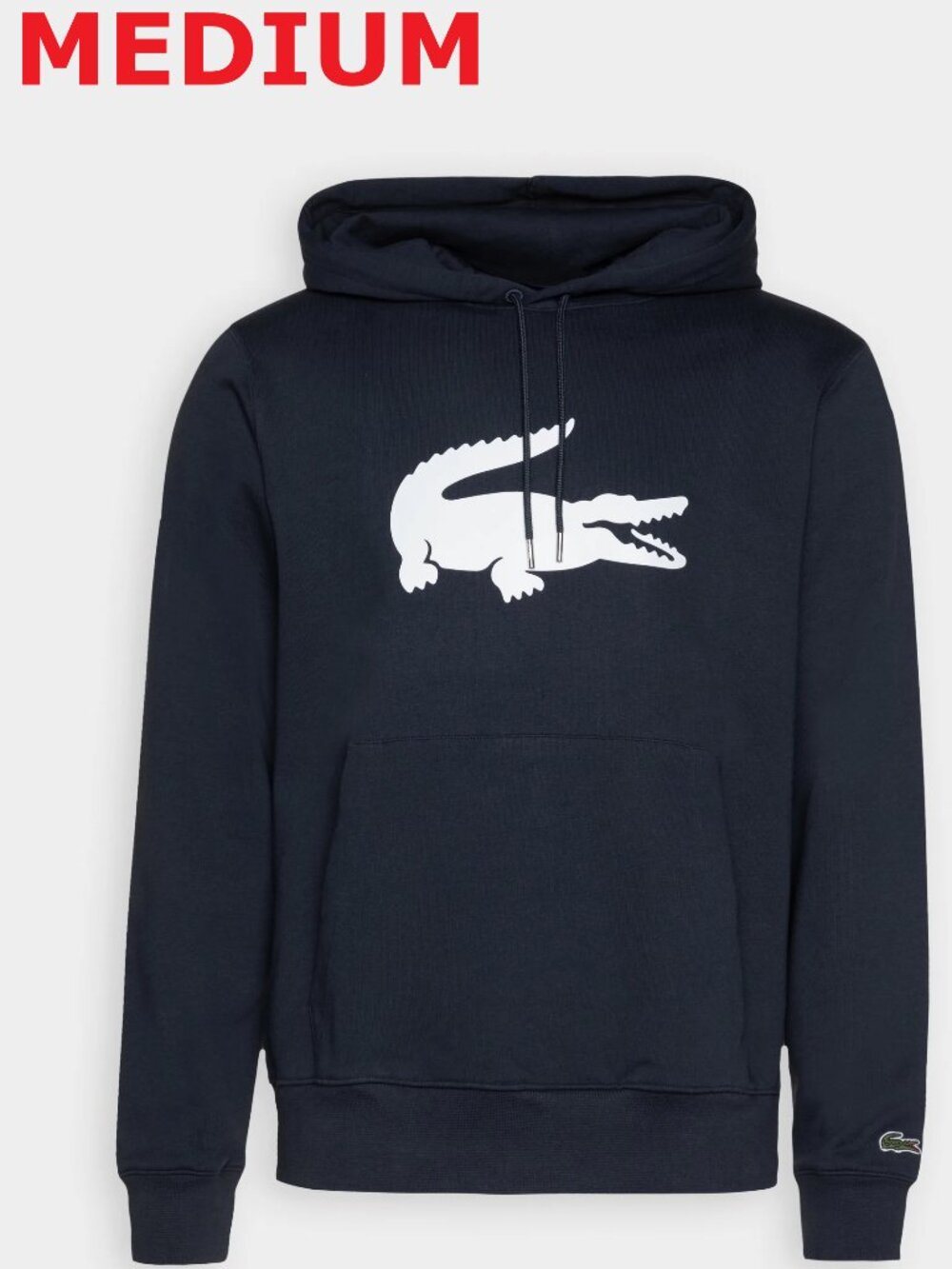 Lacoste Men’s Big Crocodile Logo Pullover Hoodie – Size Medium – Navy Blue NWT
